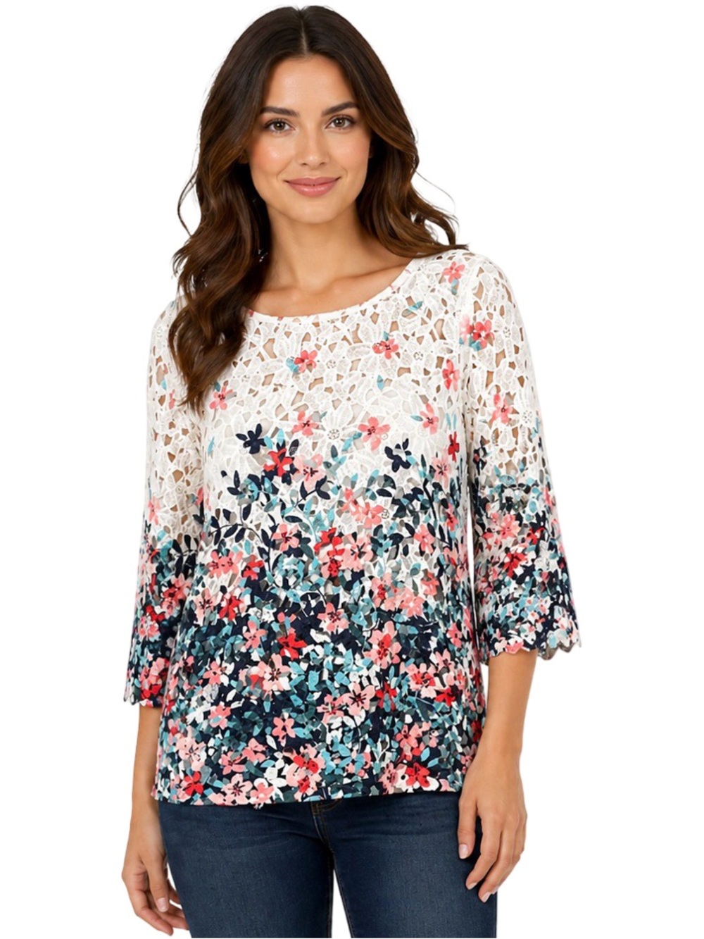 Charter Club floral lace top. EUC - Picture 3 of 9